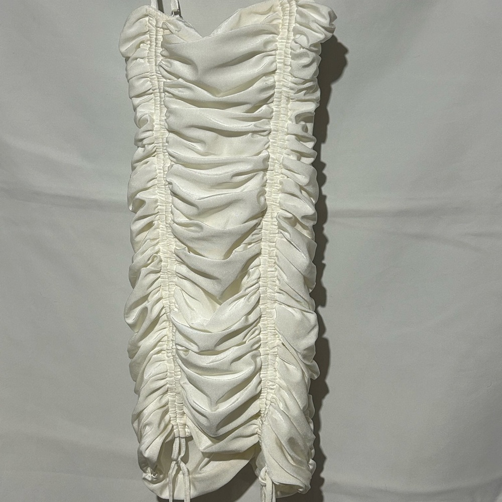 Elegant White Ruched Dress